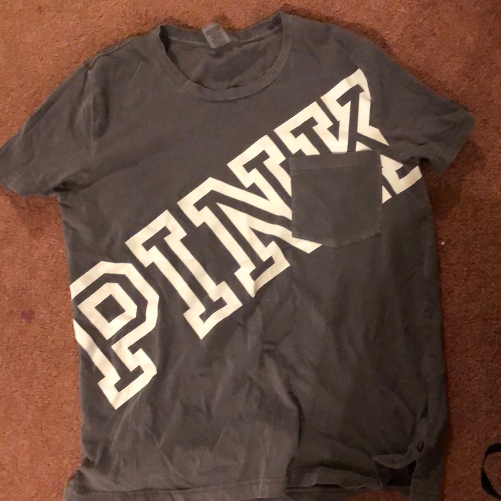 grey victoria secret pink t shirt